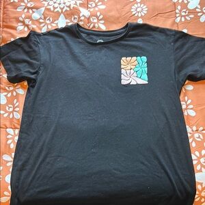 Black Graphic T-Shirt with Colorful Patch